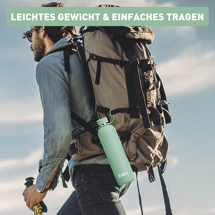 Exllena Trinkflasche Edelstahl 750ml - Hochwertige Thermosflasche Mit Silikongriff für Sport, Büro u