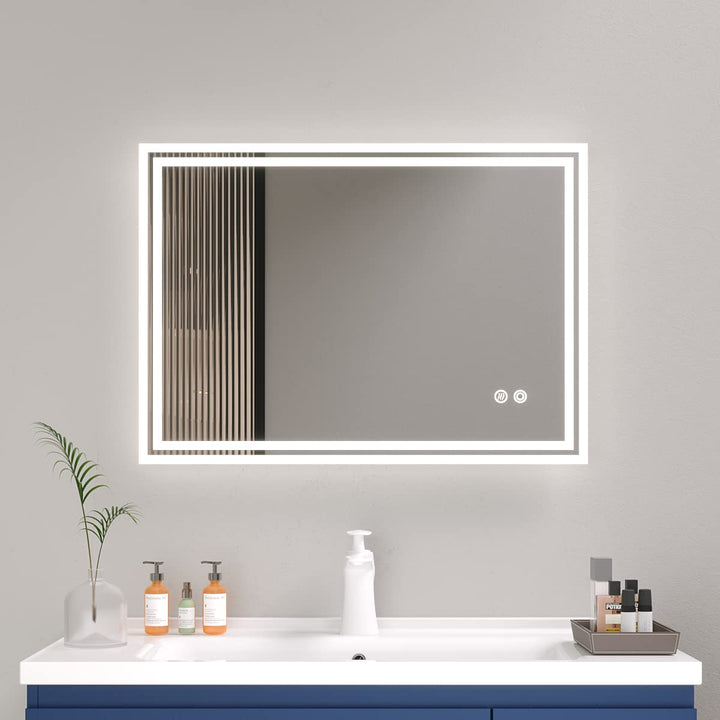 LED Badspiegel Badezimmerspiegel mit 3-Farben des Lichts Badezimmer Beleuchtung Antibeschlag Wandspi