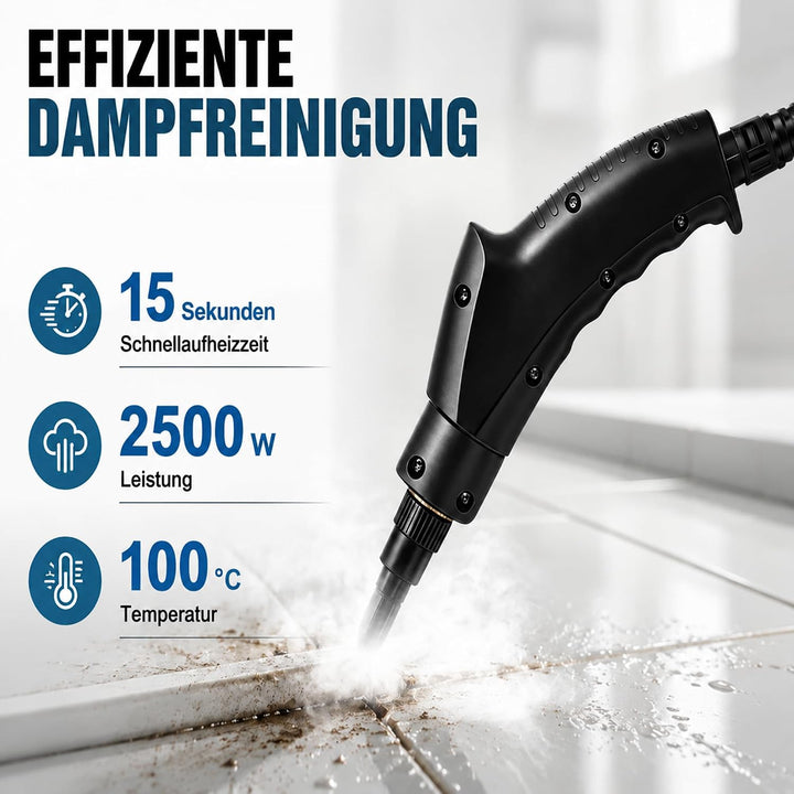 Dampfreiniger Handgerät 2500W, 3 Bar, 1200ml Wassertank, 6 Stufen