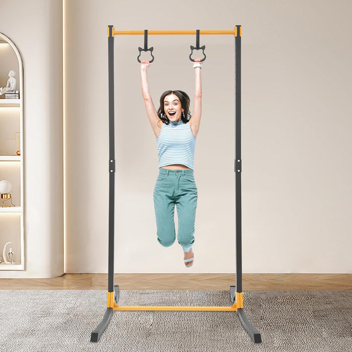 Klimmzugstange Freistehend, Reckstange Klimmzugstange Turnstange, Pull up Bar mit Ringe, 11 Stufen E
