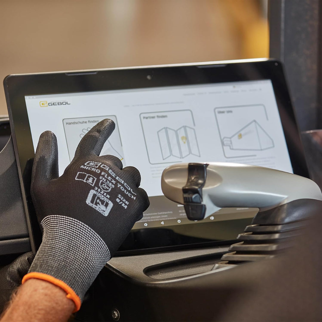 Gebol Micro Flex Touch 12er Set | Arbeitshandschuhe mit Touchfunktion | leichte Schutzhandschuhe mit