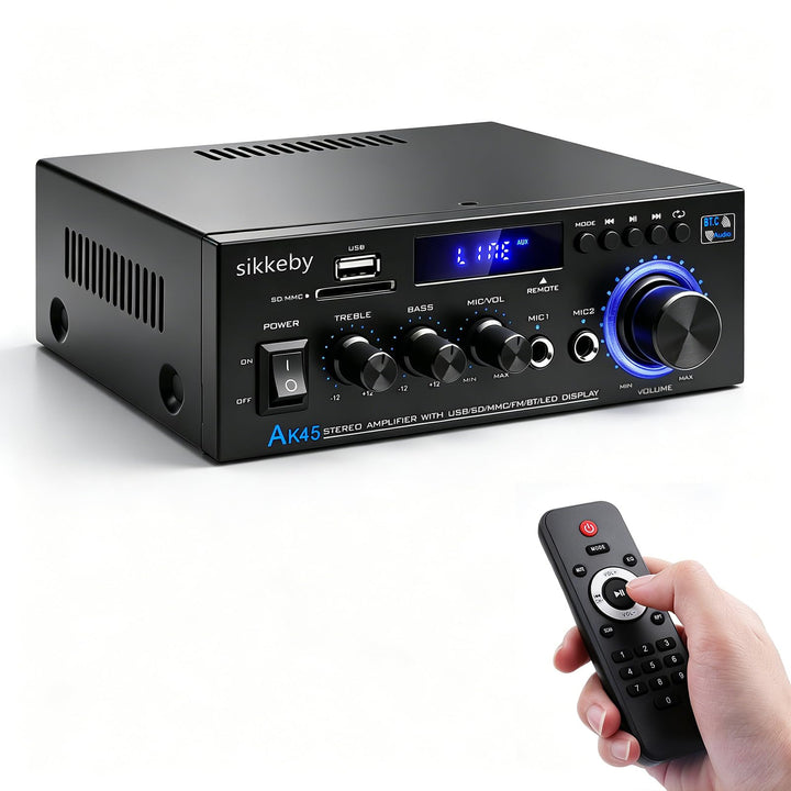 HiFi-Verstärker AK45 Mini Bluetooth Stereo-Audioverstärker Receiver 12V/ 220V 400W 2 Kanäle Digitale