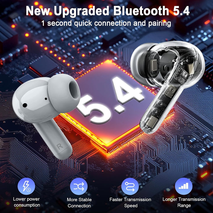 Rinsmola 2026 Bluetooth Headphones, 50 Hours Deep Bass Kopfhörer Kabellos Bluetooth 5.4, 3.6g In Ear