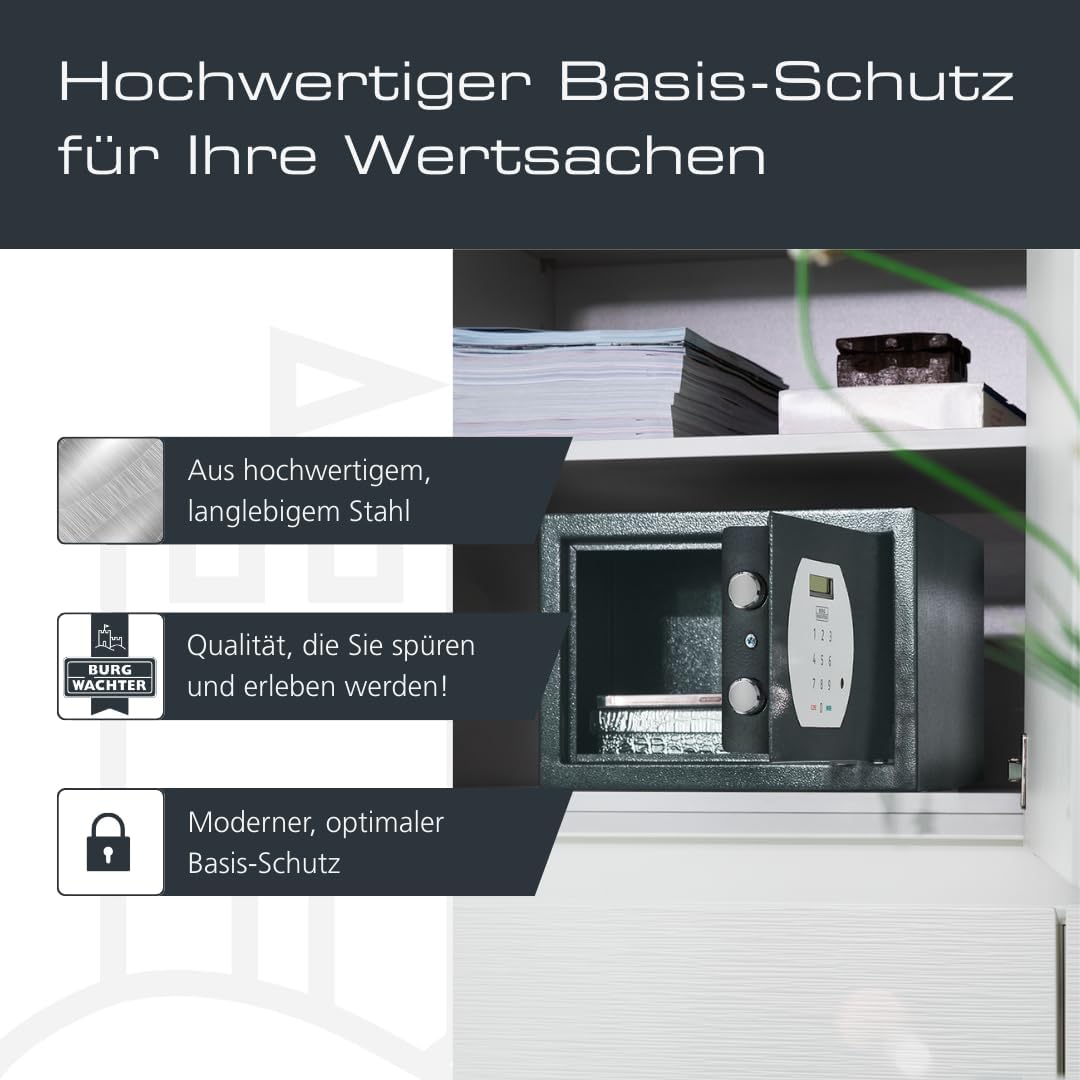 BURG-WÄCHTER Möbeltresor für Hotel mit elektronischem Zahlenschloss, Zur Wand- und Bodenbefestigung,