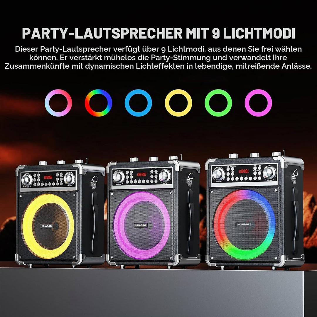 Karaoke-Maschine mit 2 kabellosen Mikrofonen, tragbarer Bluetooth-Lautsprecher für Erwachsene und Ki