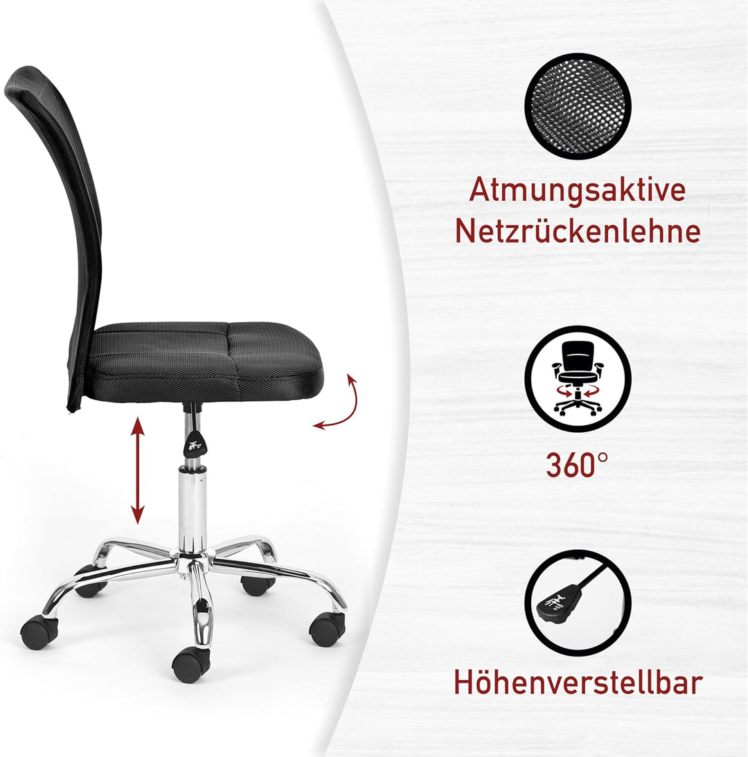 Inter Link - Kinderschreibtischstuhl - Ergonomischer Drehsessel - Höhenverstellbar - Verchromter Met