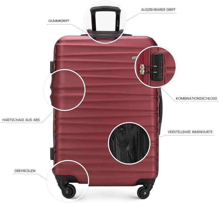 WITTCHEN Reisekoffer 3er Koffer-Set Rollkoffer Trolley Handgepäck Reisekofferset Gepäckset Hartschal