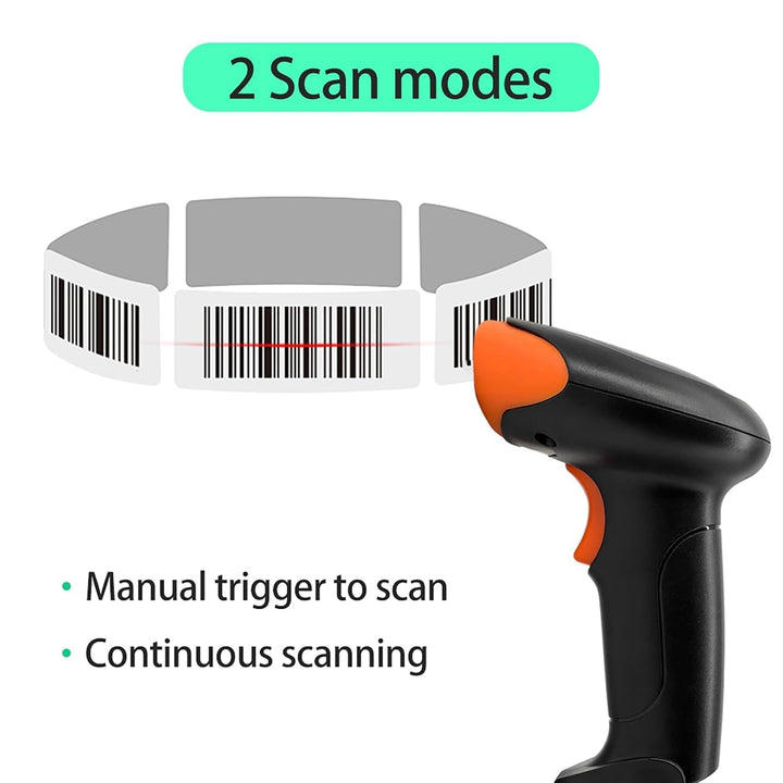 Handheld Barcode Scanner Kabellos 1D 2D QR Code Book Scanner für PC Handbuch Continuous Scanning USB