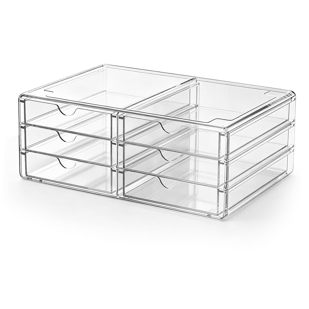 Kosmetik Organizer Acryl mit 6 Schubladen für Schminktisch