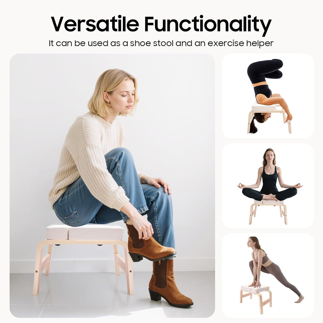 Yoga Kopfstandhocker Classic White - Sichere Inversionsbank für Anfänger und Profis zur Entspannung