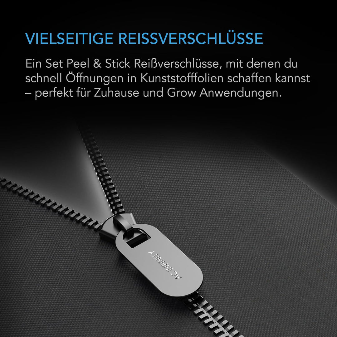 AC Infinity Peel &amp; Stick Reissverschluss 2-Pack, 2,13 m × 7,6 cm, extra stabiler Staubschutz, doppel
