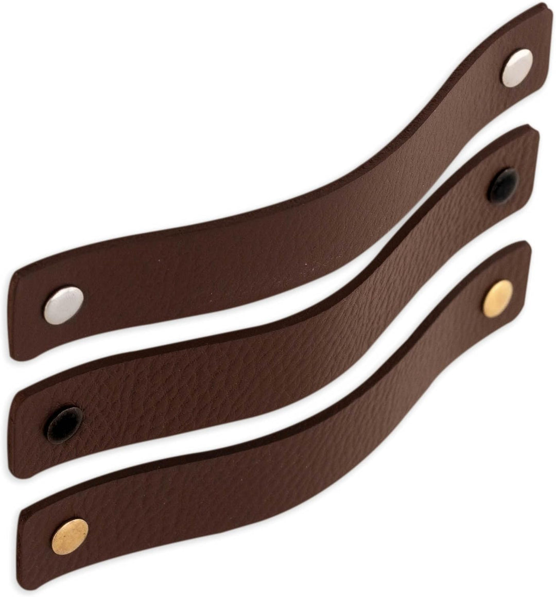 Brute Strength - Ledergriffe für Möbel - Braun - 6 Stück - 16,5 x 2,5 cm - Schrankgriff, Türgriff fü