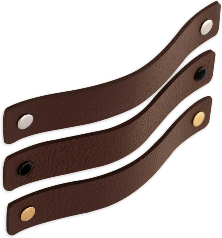 Brute Strength - Ledergriffe für Möbel - Braun - 6 Stück - 16,5 x 2,5 cm - Schrankgriff, Türgriff fü