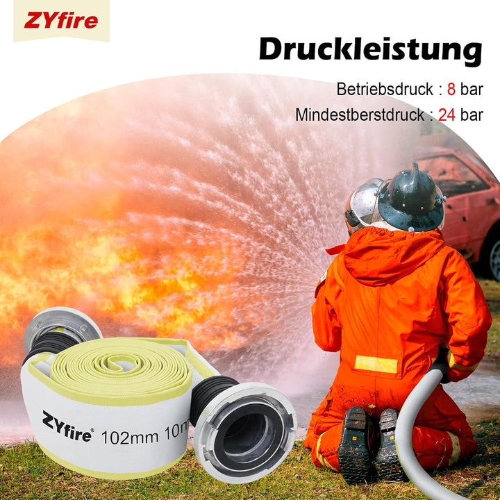 ZYfire Feuerwehrschlauch 102mm(4 Zoll) x 10m Schlauch mit A-Storz Kupplung 10m 4" | A-102mm, 10m 4"