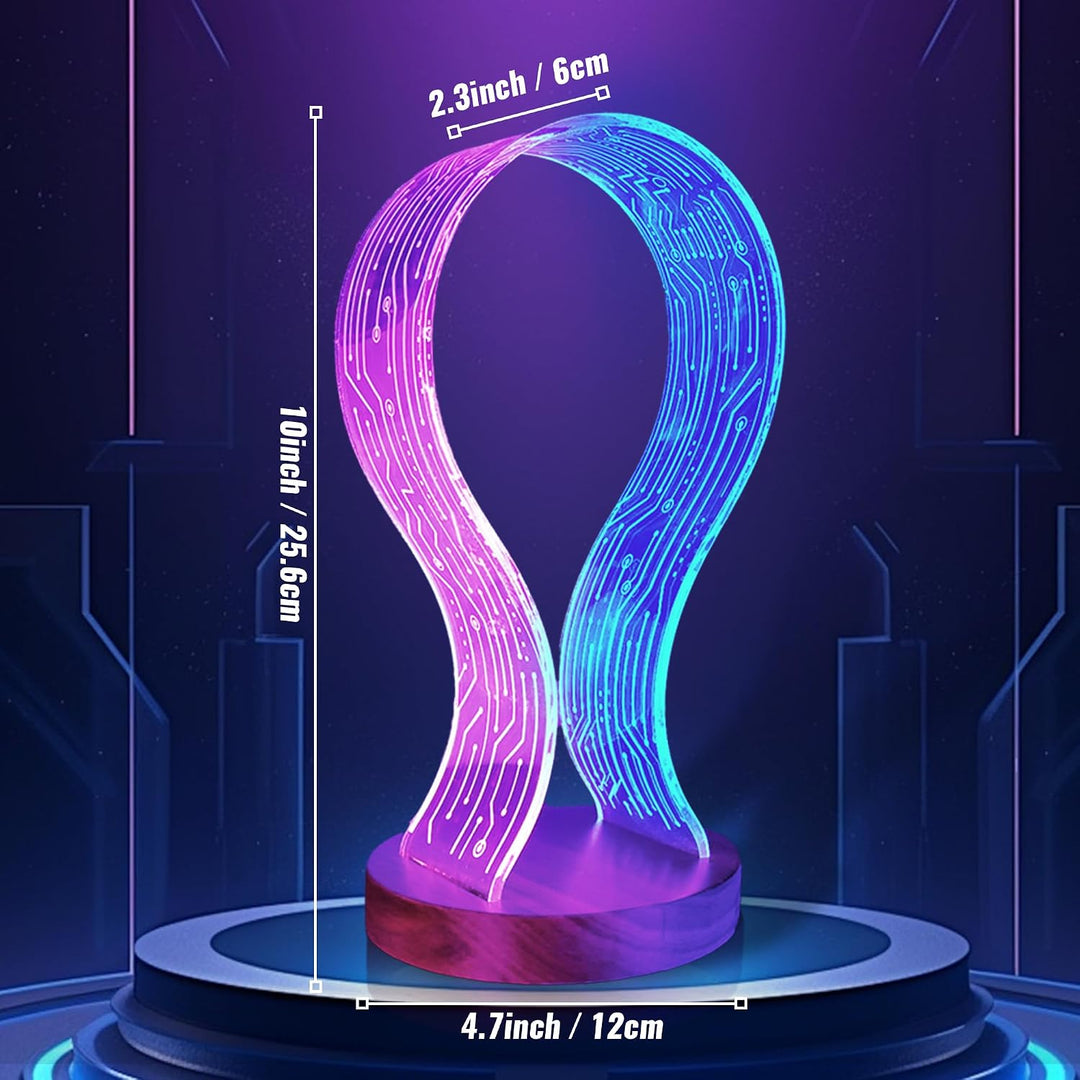 Ammonite Kopfhörerständer - Walnussholz Gaming Schreibtisch Accessoire mit LED-Leuchten, USB-Strom &amp;