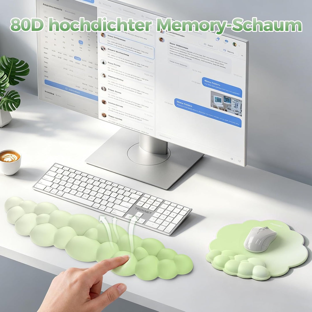 TECKNET Wolke Handballenauflage Tastatur, Mauspad mit Handauflage, Ergonomische Handauflage Tastatur