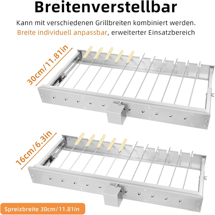 Drehspiesse, Grillspiess Pro - Elektrischer Spiessdreher, Universeller BBQ Rotisserie Set mit Motor
