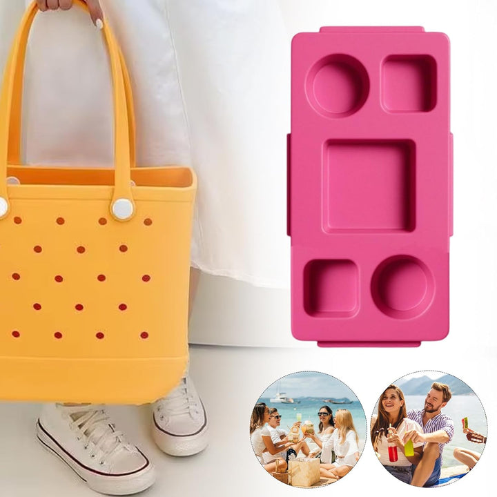 Strandtasche Getränkehalter Topper Snacks Und Getränkehalter Für Warmes Rosa., Warmes Rosa.