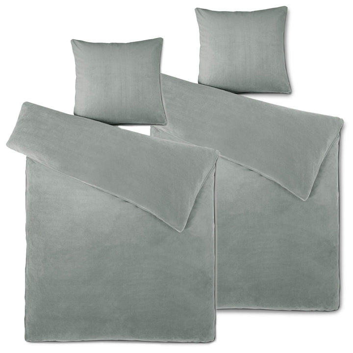 aqua-textil Feelwell Bettwäsche 155 x 220 cm 4teilig Coral Fleece Bettbezug Thermo Flausch silber gr