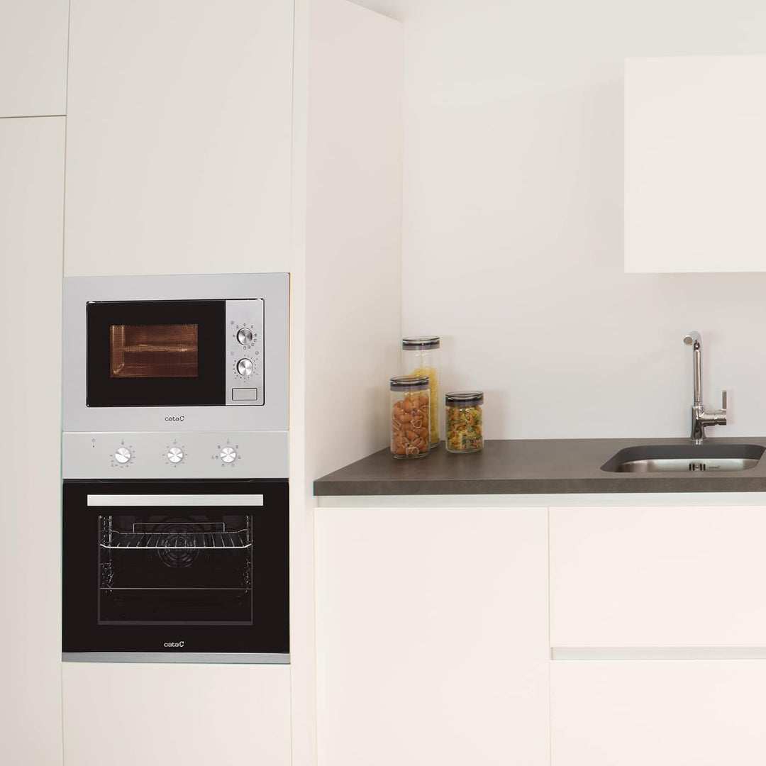 CATA MC 20 IX Einbaumikrowelle Inox Innenbereich aus Edelstahl 5 Leistungsstufen Grill 1000 W Selbst