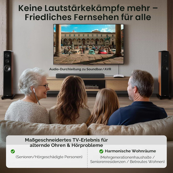SIMOLIO Dual Digitale TV Hörsystem, 2.4GHz Kabelloser Kopfhörer für Fernseher &amp; Musikanlagen mit Ers