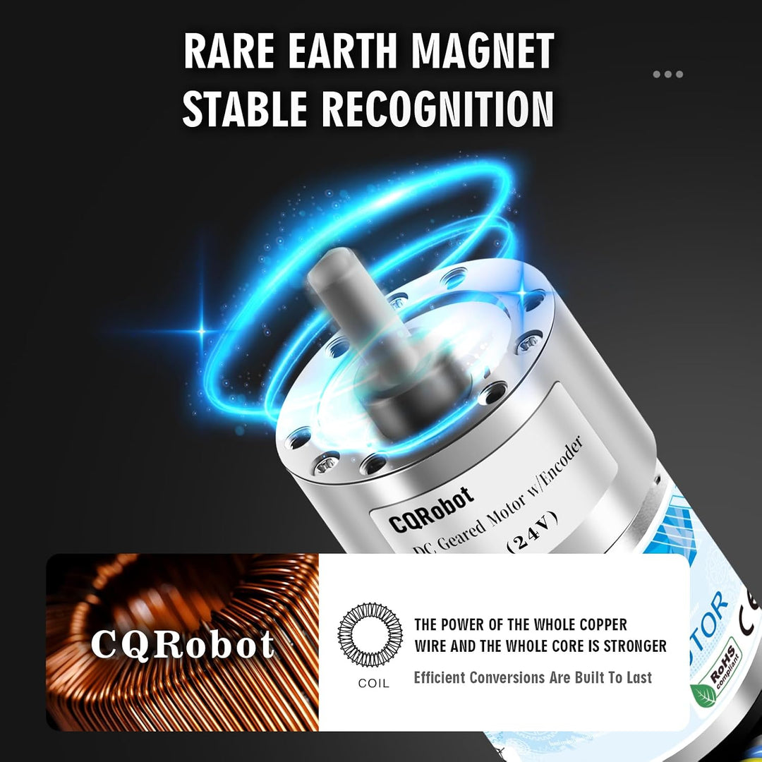 CQRobot Ocean: 270:1 Metal DC Geared-Down Motor 37Dx72.5L mm 24V, with 64 CPR Encoder and Mounting B