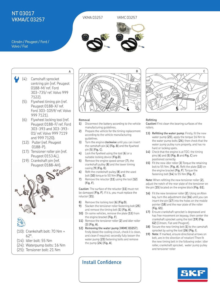 SKF VKMC 03257 Wasserpumpe + Zahnriemensatz