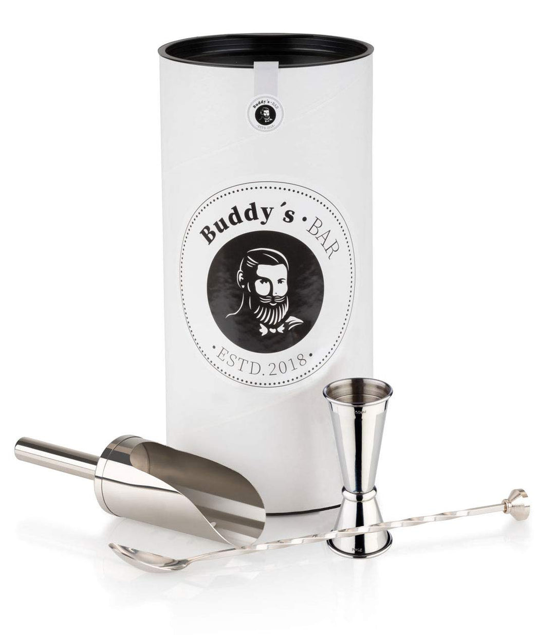 Buddy´s Bar - Gin-Tonic Basic Set, Bar Equipment, glänzende Edelstahl-Optik, lebensmittelecht, spülm