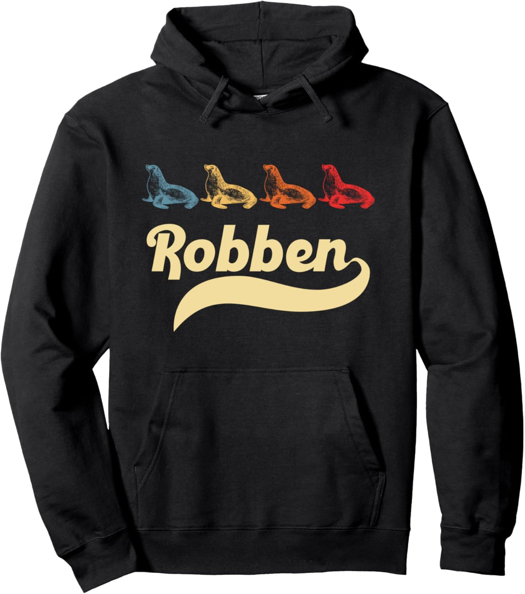 Robbe Retro Vintage Seerobbe Nordsee Pullover Hoodie