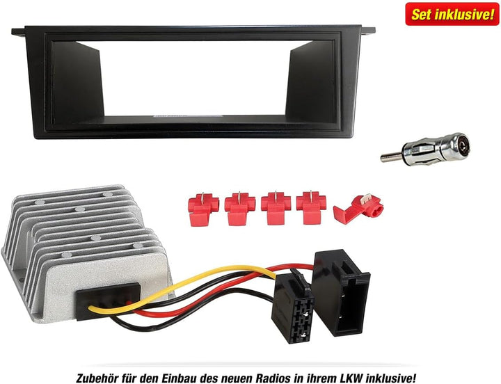 MEDIADOX 1-DIN Autoradio-Set inkl. Spannungswandler und Unterbaukonsole von PHONOCAR (VM064) passend