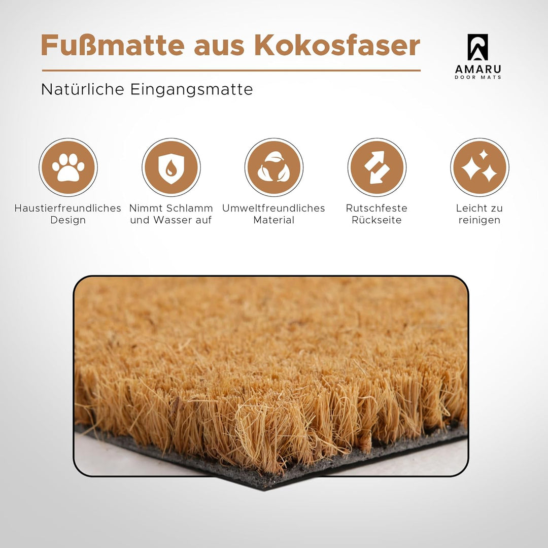 Fussmatte Kokos Aussen und Innen, Hund Gruss, 70x40 cm, Hund Gruss