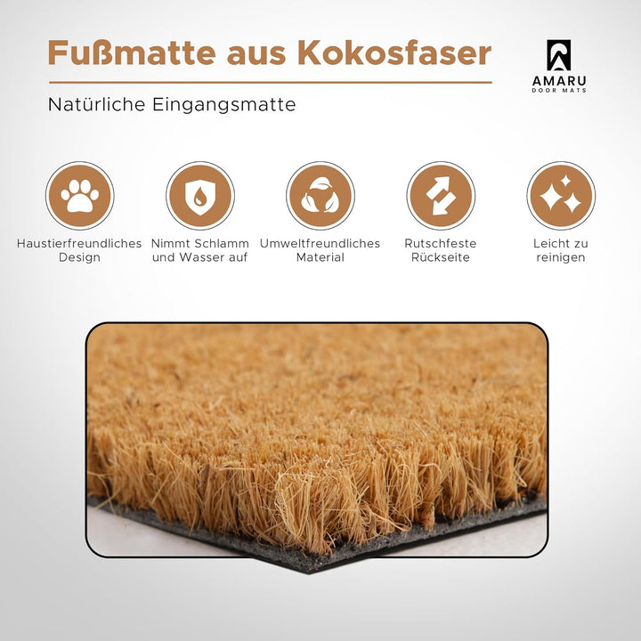 Fussmatte Kokos Aussen und Innen, Hund Gruss, 70x40 cm, Hund Gruss