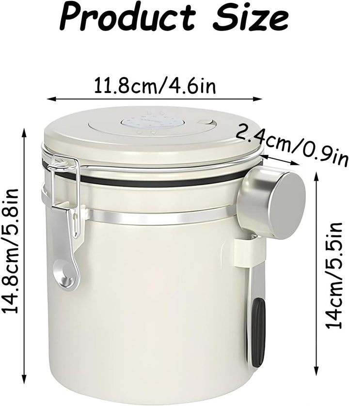 Kaffeedose Luftdicht 1,5L, Luftdichte Edelstahl Kaffeedose, Kaffeedose Luftdicht Bohnen Behälter Ede
