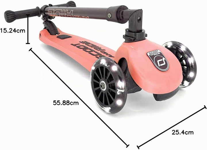 Scoot &amp; Ride Highwaykick 3 LED Scooter Roller Kunststoff/Metall Peach, Masse: ca. 55cm x 15cm x 24cm