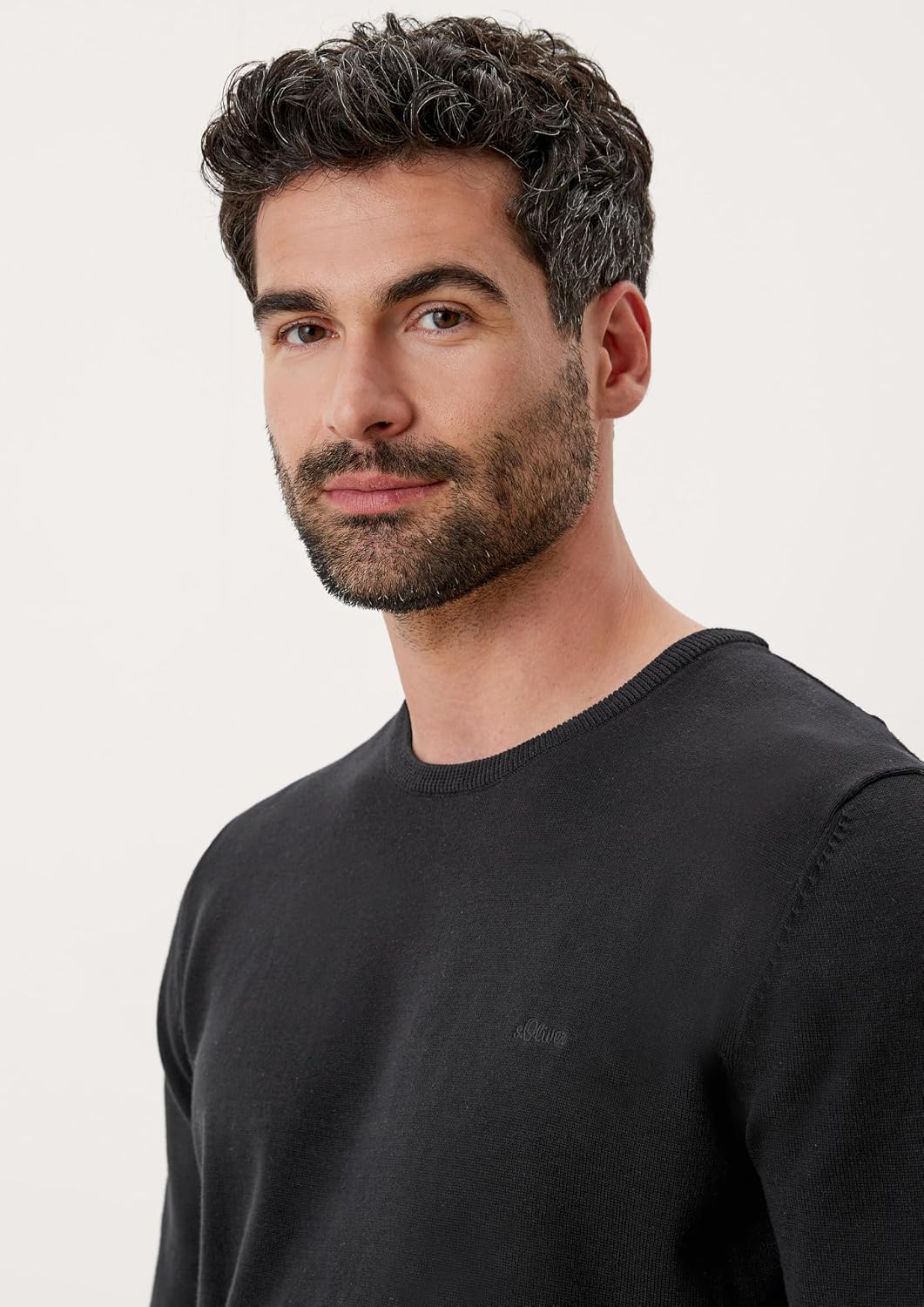 s.Oliver Herren Pullover mit Logo-Stickerei M Schwarz(9999), M Schwarz(9999)