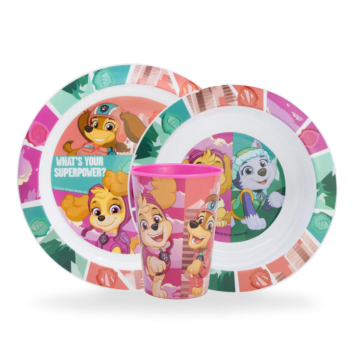 Sorrisini Kindergeschirr set Paw Patrol, Wiederverwendbares Babygeschirr Set, Kinder Essgeschirr, Mi