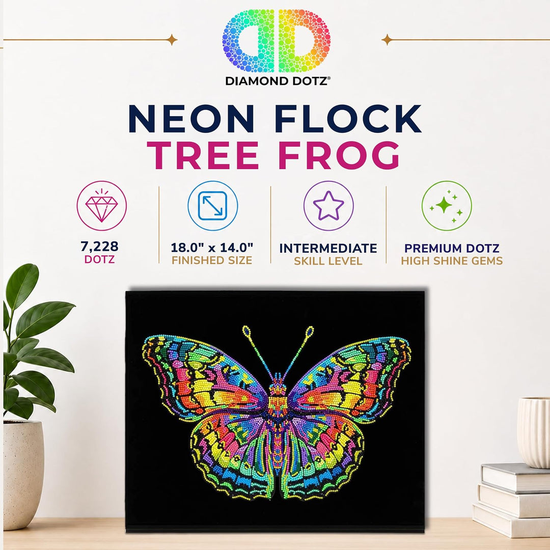 DIAMOND DOTZ 2594366 Original 5D Diamond Painting Set, Neon Schmetterling, mit Neonfarben und Samt,