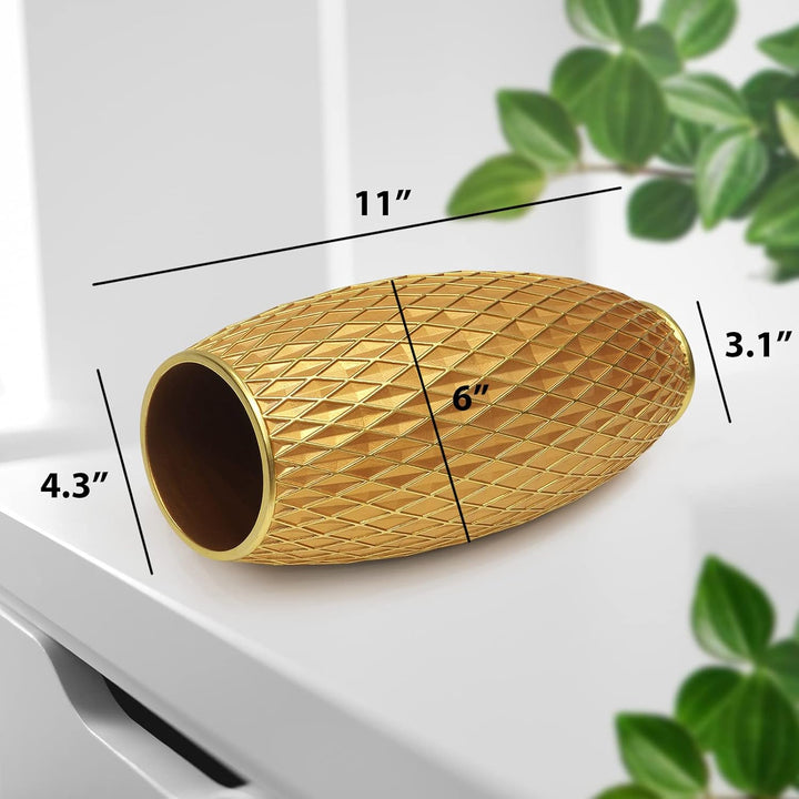 Suanti Dekorative Blumenvase, Gold Vase, Heimdekoration, Einweihungsgeschenk, mit Diamantmuster, bre
