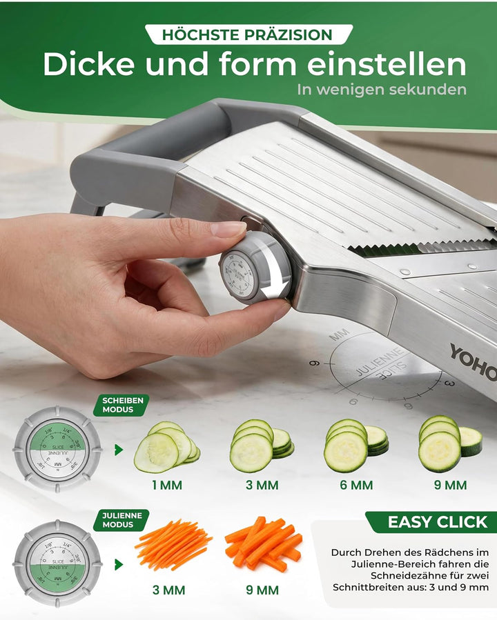 Gemüsehobel Mandoline - Verstellbarer Gemüseschneider aus Edelstahl