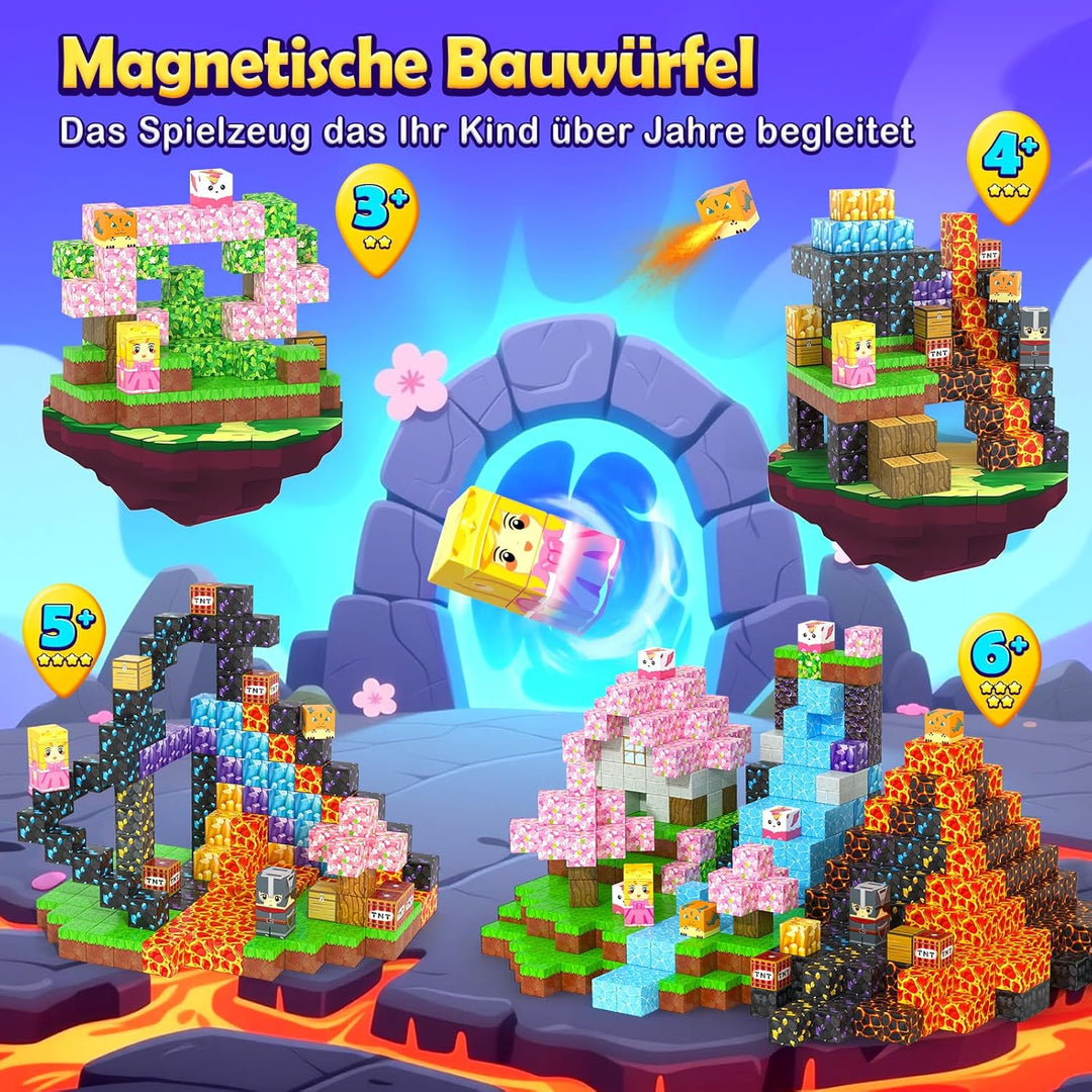 Magnetische Bausteine- Magnetbausteine Magnetspielzeug, 154 Teile Magnetische Bauwelt Spielzeug, Bau