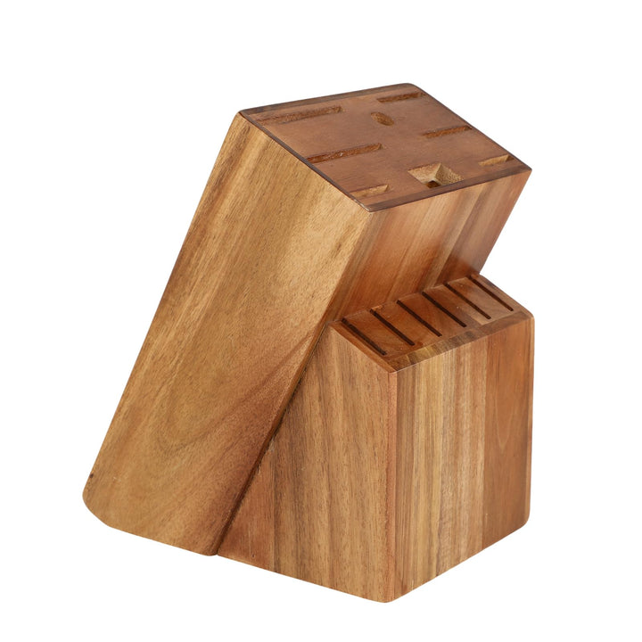 Messerblock Akazienholz,Messerhalter 14 Schlitze Kochmesser,Ohne Messer,Messerblock Holz Ohne Messer