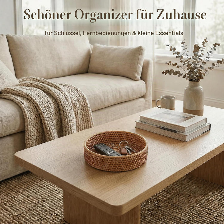 Runde Rattan Obstkörbe, Natürlicher Korbfruchtschalen, Geflochtene Aufbewahrungskörbe für Esszimmer