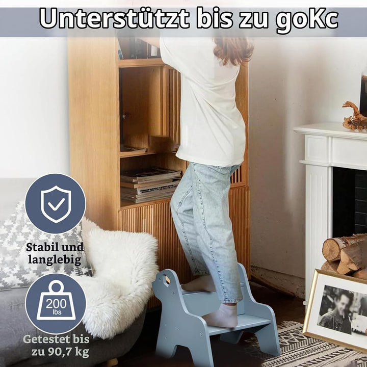 Tritthocker für Kinder - 2-Stufig Hocker Kinderschemel, mit Antirutschmatte und Griff, Multifunktion