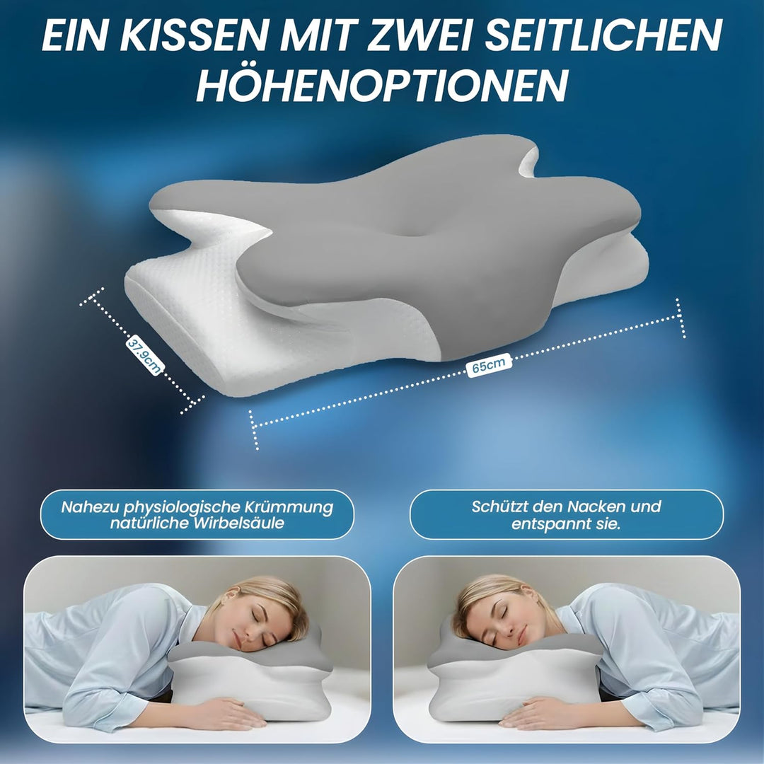 Nackenkissen Memory Foam 65x38cm, Ergonomisches Kopfkissen für Nackenschmerzen, Orthopädisches Schme