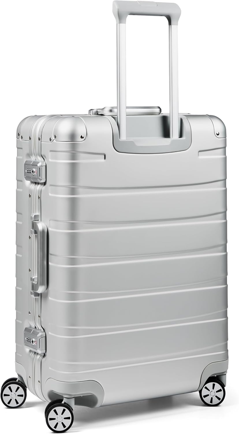 REDOLZ Pro Aluminium Koffer Set 2-teilig Handgepäck 55 cm + XL Reisekoffer 77 cm | Cabin &amp; Check-In
