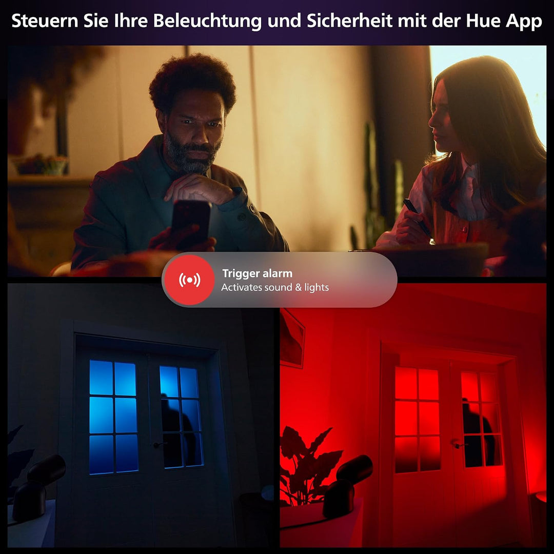 Philips Hue Secure kabelgebundene Kamera mit Standfuss, Weiss, Weiss