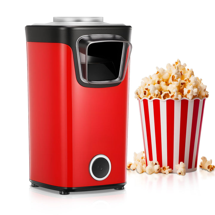 FOHERE Heissluft Popcornmaschine, 1100W Popcorn Maker Maschine, Mit Messbecher, Transparente Abdecku