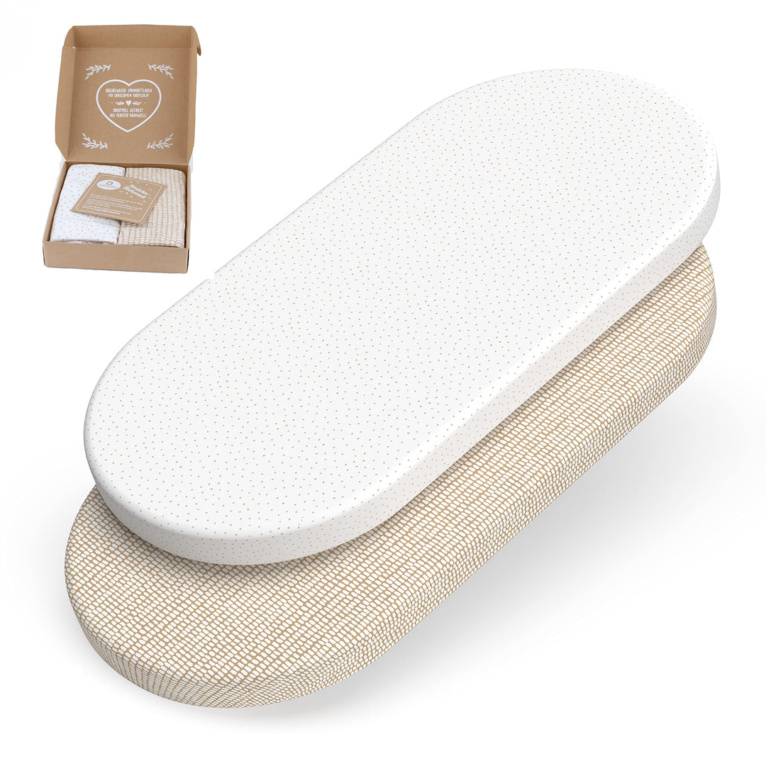 mimaDu - 2er Set Spannbettlaken GOTS 100% Bio-Baumwolle 75x35 cm auch für 70x32, 70x37, 70x30 Baby S