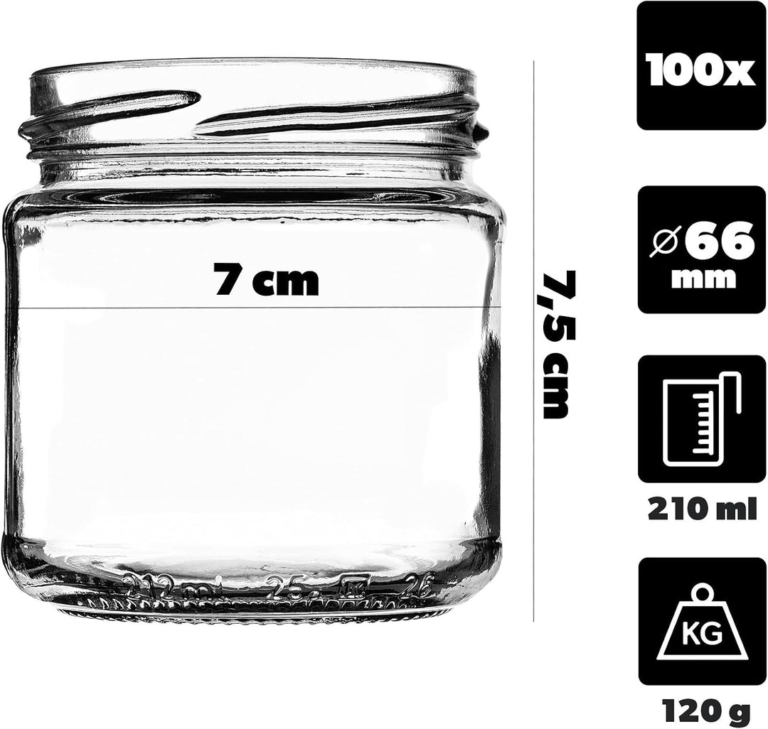 KADAX 100er Set Einmachgläser 200ml TO66, Marmeladengläser Vorratsgläser Mason Jar mit Schraubdeckel
