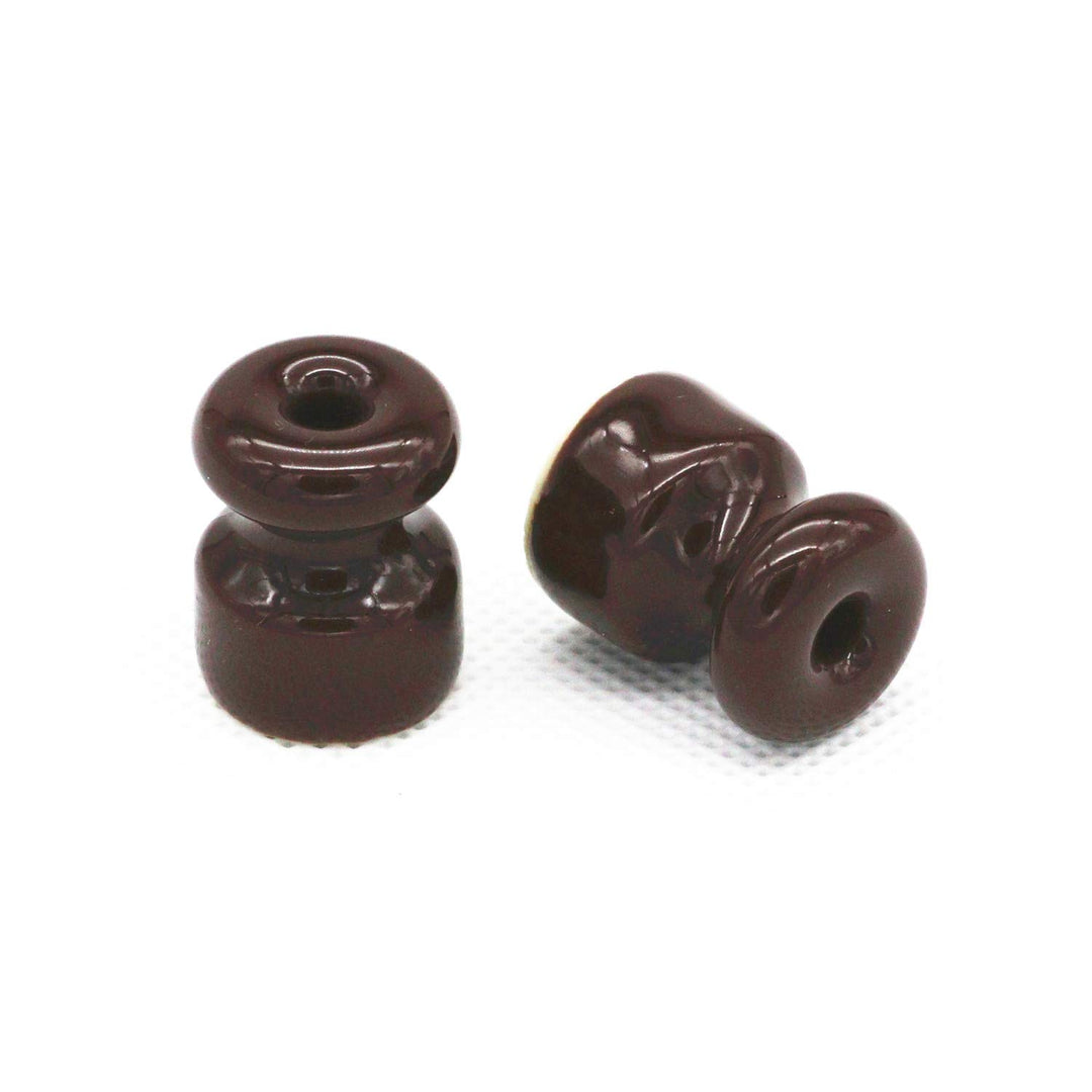 Isolator / Isolatoren aus Keramik für geflochtene Kabel, Ø 18 mm, braun, Verpackung: 6/25/50 Stück (